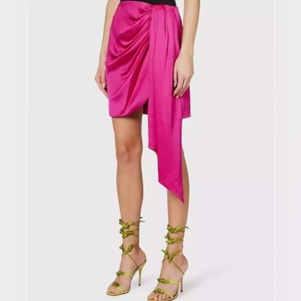 Jonathan Simkhai‎ NWT 0 Mae Satin Draped Skirt Fuschia Pink Revolve